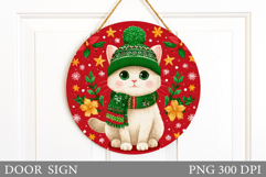 Christmas Cat Door Sign. Christmas Door Sign Sublimation Product Image 1