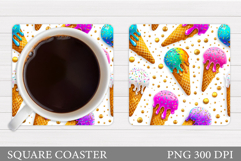 Ice Cream Coaster Design. Summer Coaster Sublimation Product Image 1