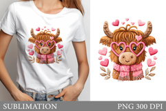 Valentines Cow Sublimation. Valentine Cow T-Shirt Design Product Image 1