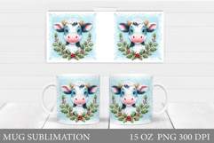 Christmas Cow Mug Design. Christmas Mug Sublimation Product Image 1
