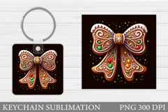Christmas Bow Keychain. Christmas Keychain Sublimation Product Image 1