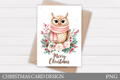 Christmas Owl Card Design. Christmas Card Printable Product Image 1