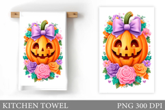 Halloween Pumpkin Kitchen Towel. Halloween Sublimation Product Image 1