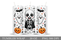 Cute Skeleton Tumbler Sublimation. Halloween Tumbler Design Product Image 1