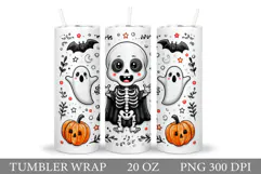 Cute Skeleton Tumbler Sublimation. Halloween Tumbler Design Product Image 1