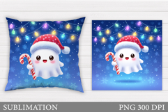 Christmas Ghost Pillow Design. Christmas Pillow Sublimation Product Image 1