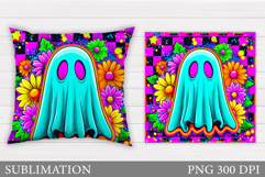 Halloween Ghost Pillow Design. Cute Ghost Sublimation Product Image 1