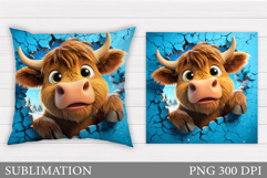 Cute Cow Pillow Design. Cute Cow Sublimation Product Image 1