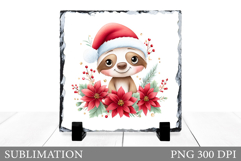 Christmas Sloth Sublimation. Christmas Sloth Slate Design Product Image 1