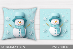 Christmas Snowman Pillow. Christmas Pillow Sublimation Product Image 1