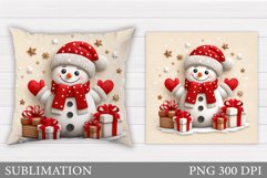 Christmas Snowman Pillow. Christmas Pillow Sublimation Product Image 1