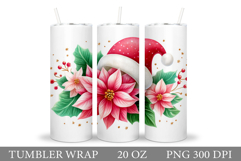 Poinsettia Tumbler Design. Christmas Tumbler Sublimation Product Image 1