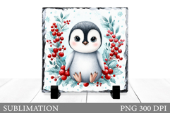 Christmas Penguin Slate Design. Cute Penguin Sublimation Product Image 1