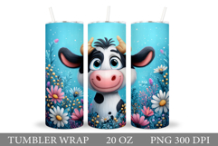 Cute Cow Tumbler Design. Cow Tumbler Sublimation Product Image 1
