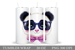 Cute Panda Tumbler Sublimation. Funny Panda Tumbler Design Product Image 1