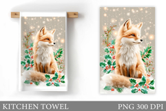 Christmas Fox Kitchen Towel. Christmas Kitchen Towel Design Product Image 1