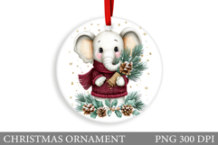 Cute Elephant Christmas Ornament. Cute Elephant Sublimation Product Image 1