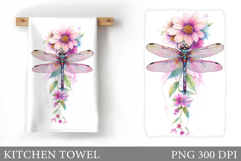 Dragonfly Kitchen Towel. Dragonfly Sublimation Product Image 1