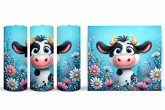 Cute Cow Tumbler Design. Cow Tumbler Sublimation Product Image 2