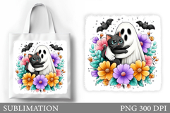 Cute Ghost Tote Bag Design. Cute Halloween Sublimation Product Image 1