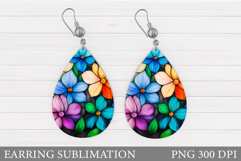 Flowers Earring Sublimation. Flowers Teardrop Earring Product Image 1