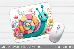 Patchwork Snail Mouse Pad. Cute Snail Sublimation Product Image 1