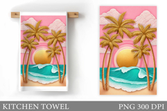 Palm Tree Kitchen Towel. Summer Kitchen Towel Sublimation Product Image 1