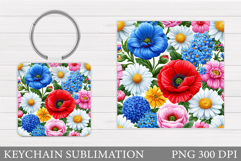Flowers Keychain Design. Floral Keychain Sublimation Product Image 1
