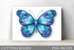 Denim Butterfly Cutting Board. Butterfly Sublimation Product Image 1