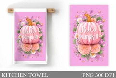 Pumpkin Kitchen Towel Design. Kitchen Towel Sublimation Product Image 1