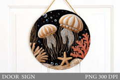 Jellyfish Door Sign Sublimation. Sea Door Sign Design Product Image 1