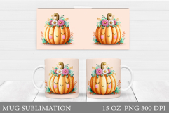 Cute Pumpkin Mug Sublimation. Pumpkin Mug Design Product Image 1