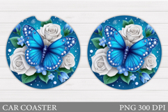 Butterfly Car Coaster. Flowers Car Coaster Design Product Image 1
