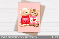 Valentines Cat Card Printable. Valentines Card Design Product Image 1