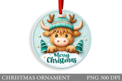 Highland Cow Christmas Ornament. Christmas Ornament Design Product Image 1