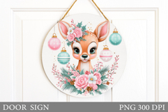 Christmas Deer Door Sign. Christmas Door Sign Sublimation Product Image 1