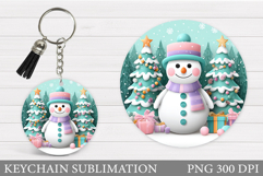 Cute Snowman Keychain Sublimation. Christmas Keychain Design Product Image 1