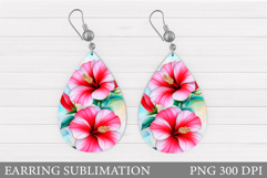 Tropical Flowers Earring. Flowers Earring Sublimation Product Image 1