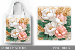 Flowers Tote Bag Design. Floral Tote Bag Sublimation Product Image 1