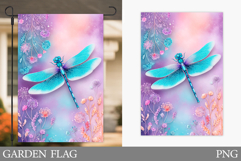 Dragonfly Garden Flag Design. Summer Garden Flag Sublimation Product Image 1
