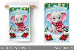 Cute Elephant Kitchen Towel. Christmas Kitchen Towel Design Product Image 1