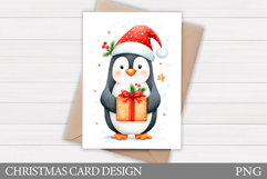 Christmas Penguin Card. Christmas Card Printable Product Image 1