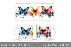 Butterflies Mug Sublimation. Butterfly Mug Design Product Image 1