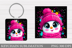 Christmas Snowman Keychain. Christmas Keychain Sublimation Product Image 1