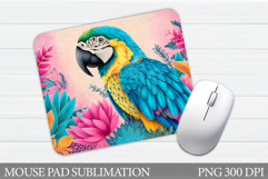 Parrot Mouse Pad Design. Parrot Flower Mouse Pad Sublimation Product Image 1