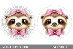 Cute Sloth Wind Spinner Design. Sloth Sublimation Product Image 1