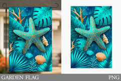Starfish Garden Flag Design. Sea Garden Flag Sublimation Product Image 1