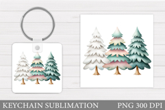 Christmas Tree Keychain. Christmas Keychain Sublimation Product Image 1