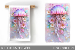 Jellyfish Kitchen Towel. Sea Kitchen Towel Sublimation Product Image 1