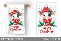 Christmas Cow Kitchen Towel. Christmas Kitchen Towel Design Product Image 1